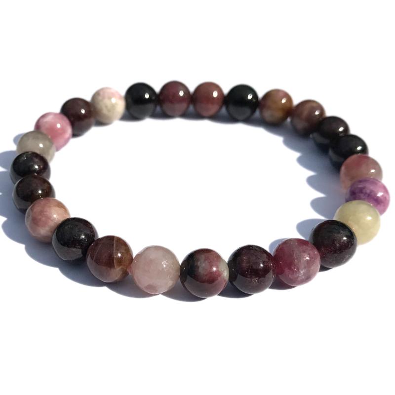 Bracelet tourmaline multicolore 6mm
