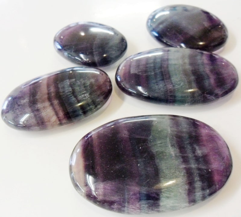 Fluorite Multicolore Galet Plate 6x4cm
