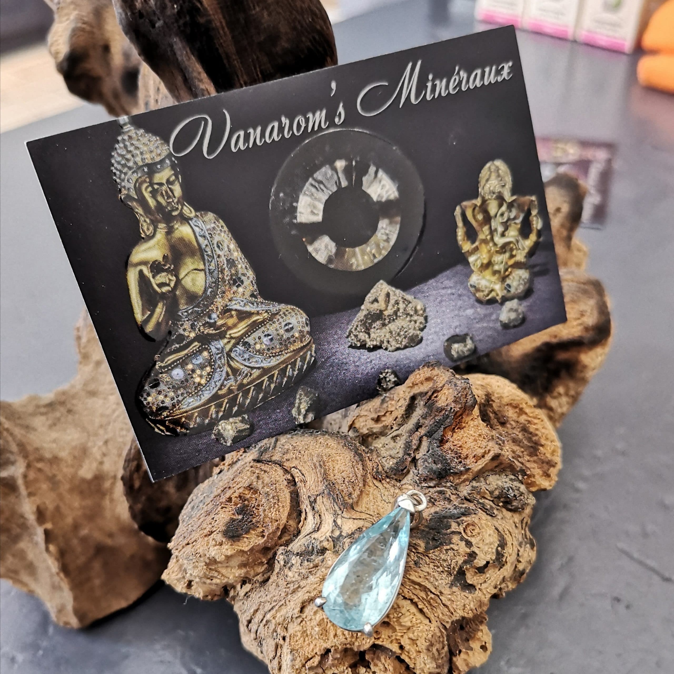 Pendentif Aigue Marine Facettée Gemme et Argent 925 réf 3017 – Image 2