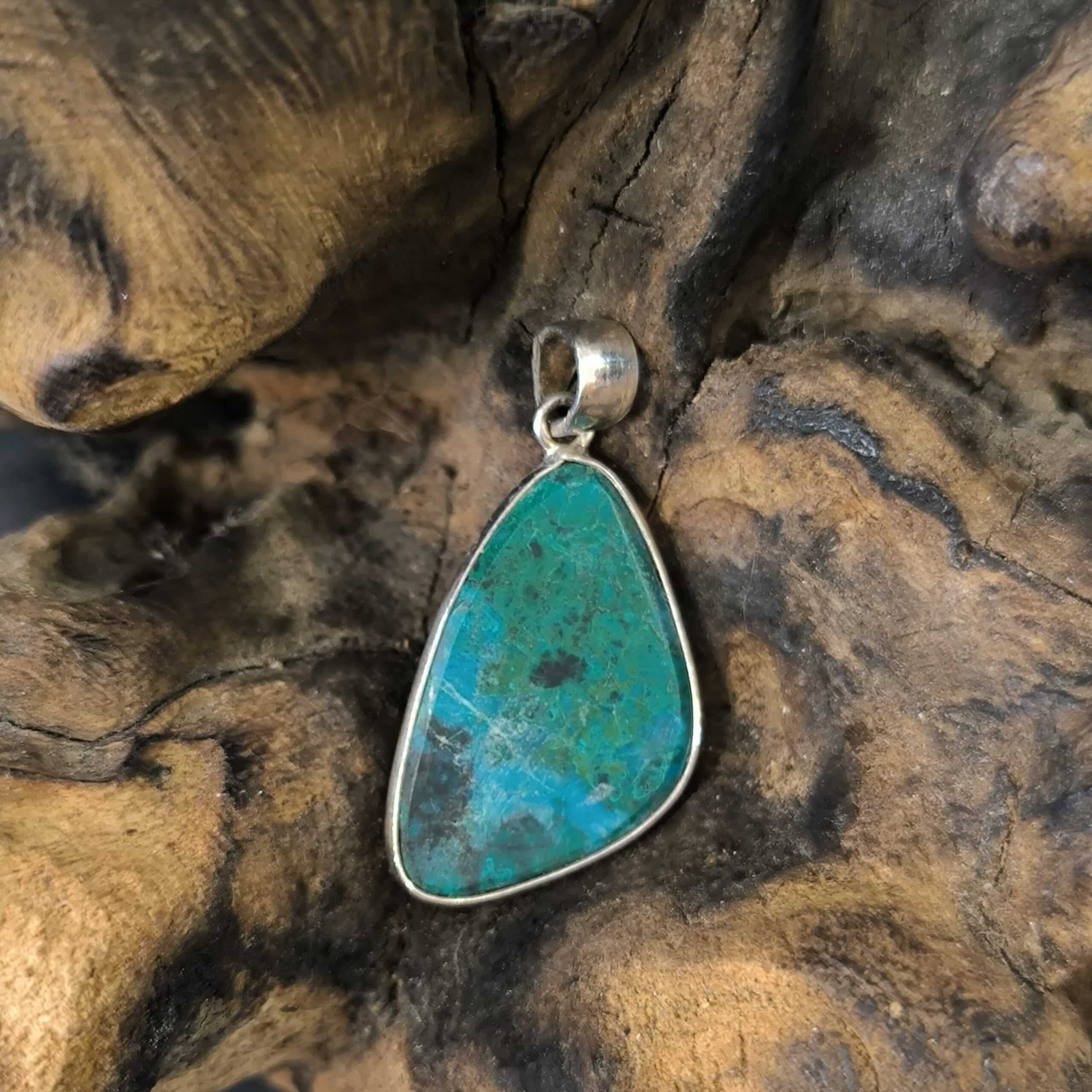 Pendentif Chrysocolle Monture Argent réf 3923b – Image 2