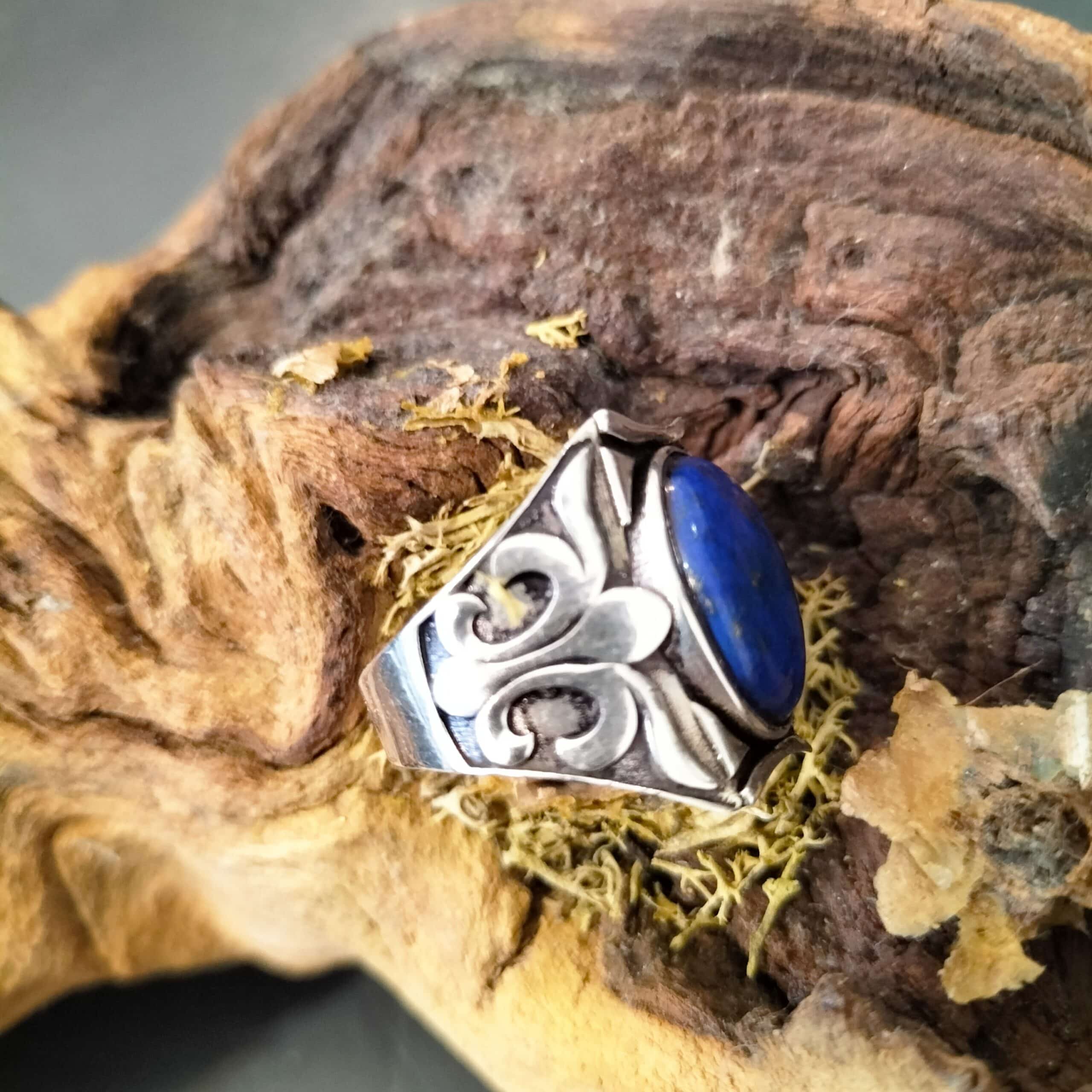 Bague Homme Lapis Lazuli taille 58 Argent – Image 2