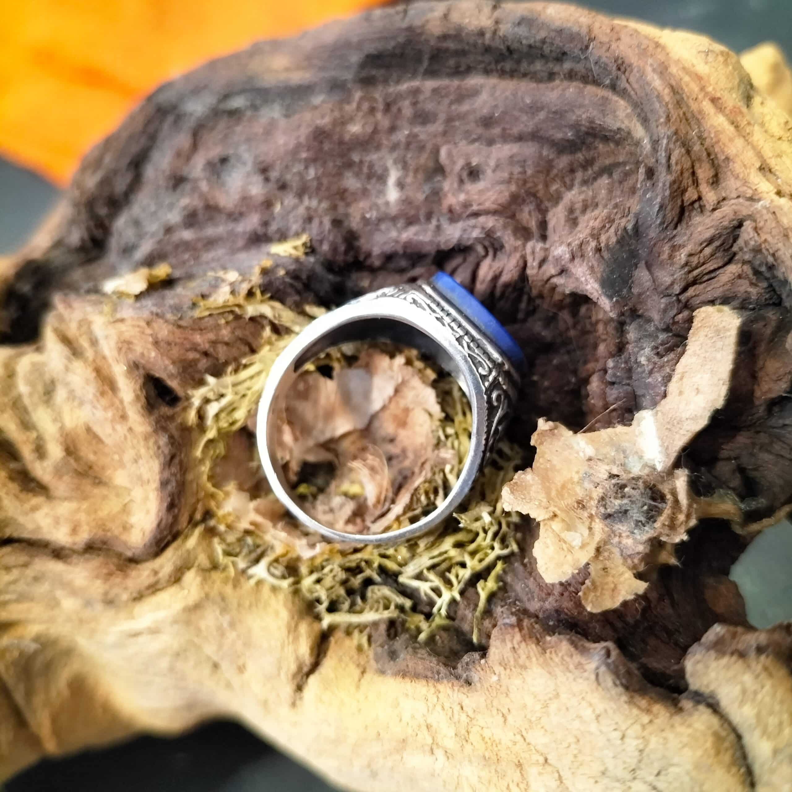 Bague Homme Lapis Lazuli taille 61 Argent – Image 3