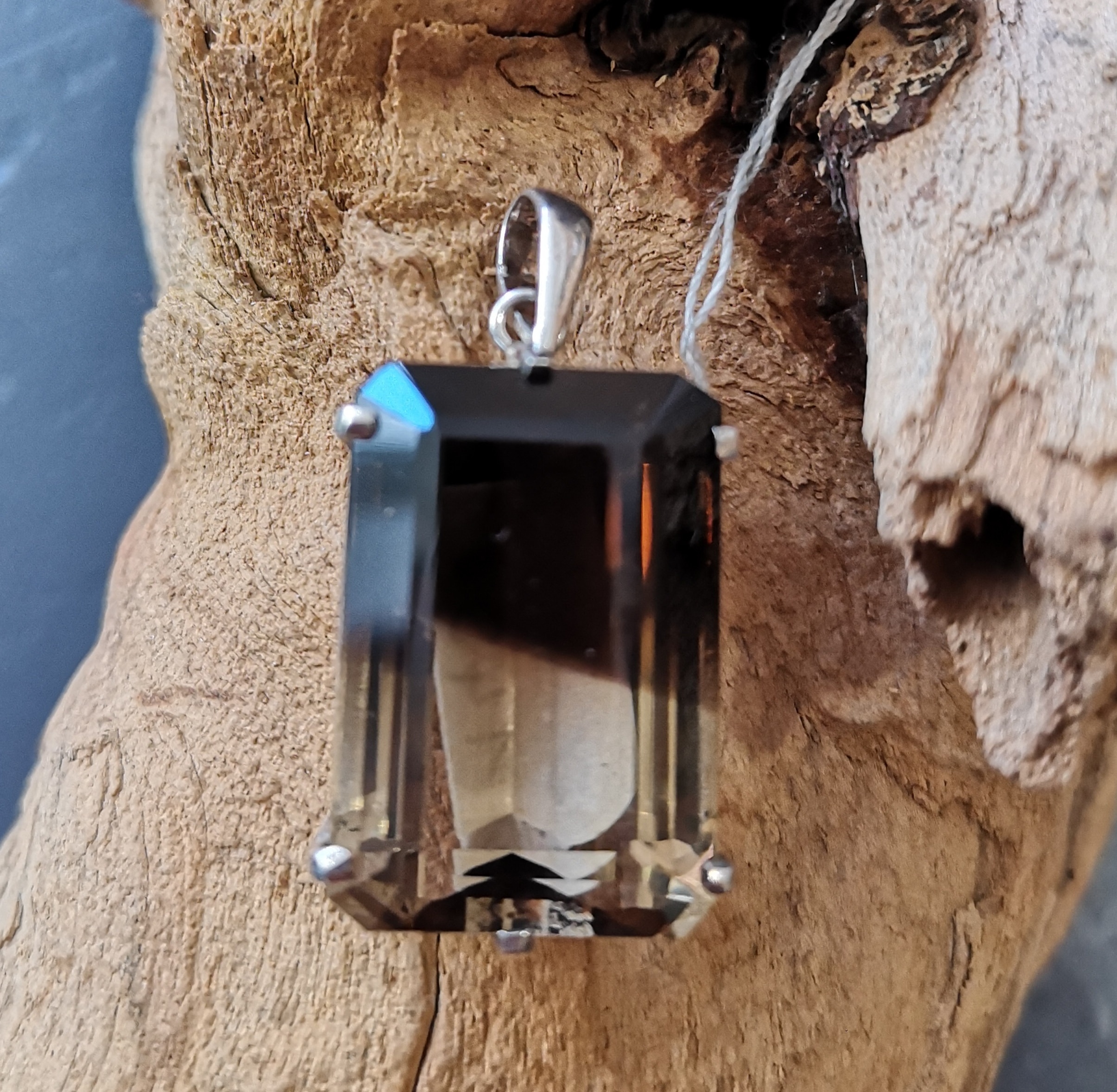Pendentif Quartz Fumé Gemme et Argent 925 réf 3018