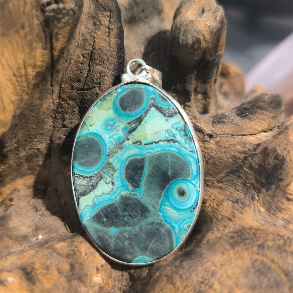 Pendentif Chrysocolle Monture Acier Réf 2139 – Image 2