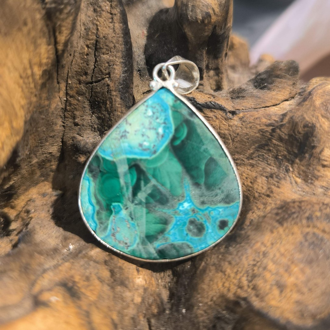 Pendentif Chrysocolle Monture Acier réf 2139b – Image 2