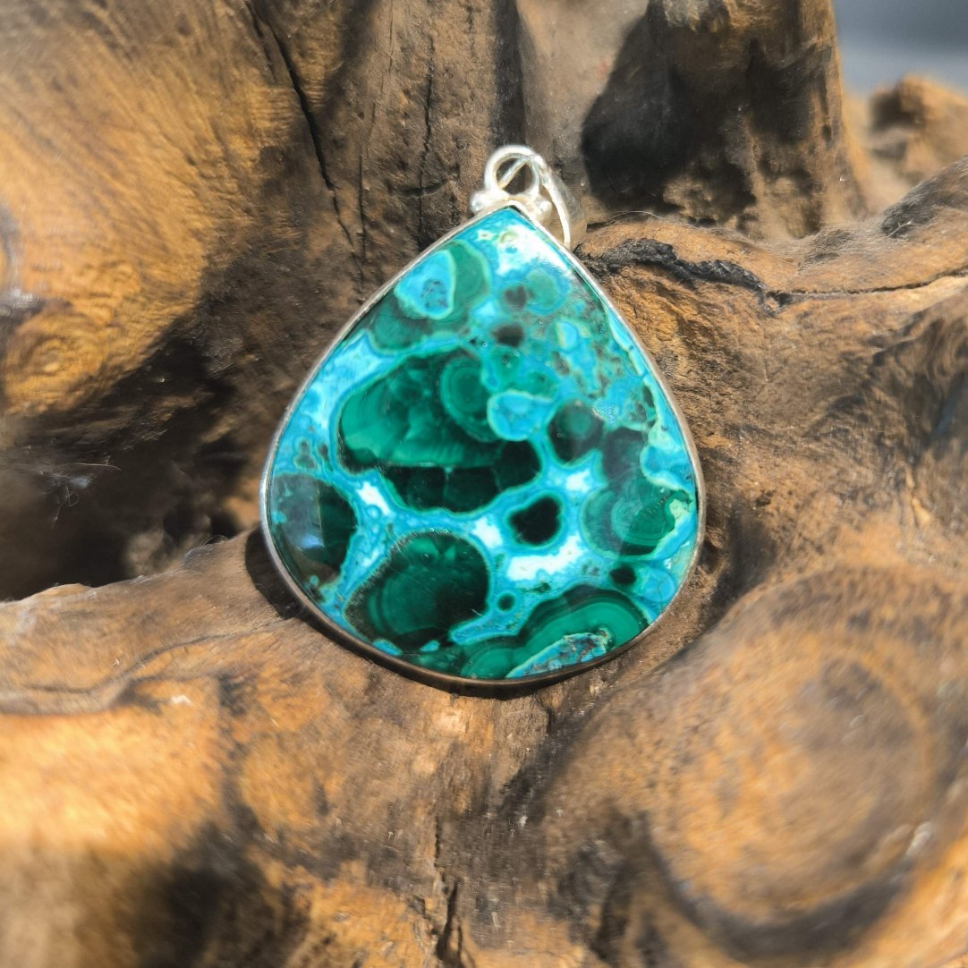 Pendentif Chrysocolle Monture Acier réf 2139b