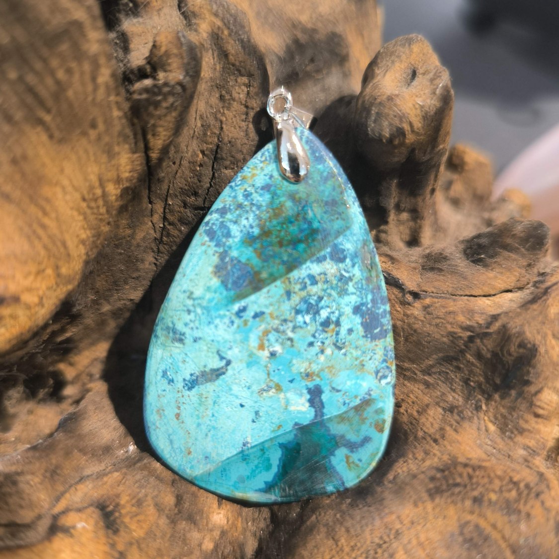Pendentif Chrysocolle Monture Acier réf 4379 – Image 2