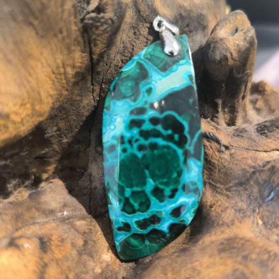 Pendentif Chrysocolle Bélière Acier réf 4379b