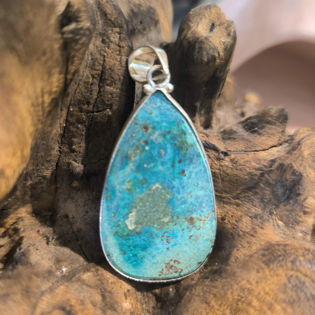 Pendentif Chrysocolle Monture Acier réf 3923 – Image 2