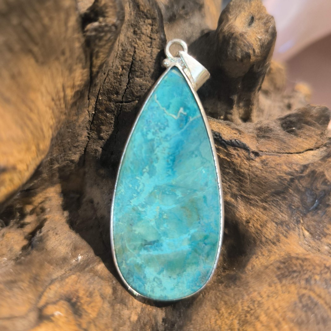 Pendentif Chrysocolle Monture Acier réf 3923b – Image 2