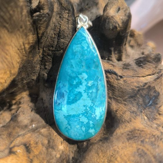 Pendentif Chrysocolle Monture Acier réf 3923b