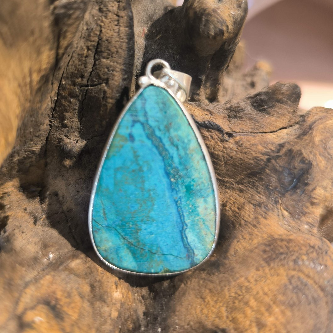 Pendentif Chrysocolle Monture Acier réf 3923c – Image 2