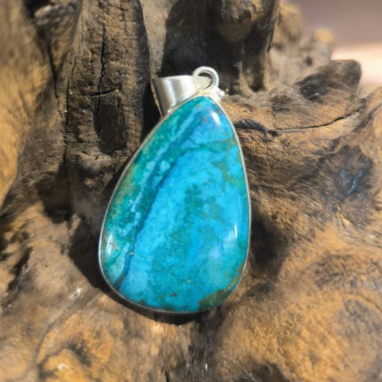 Pendentif Chrysocolle Monture Acier réf 3923c