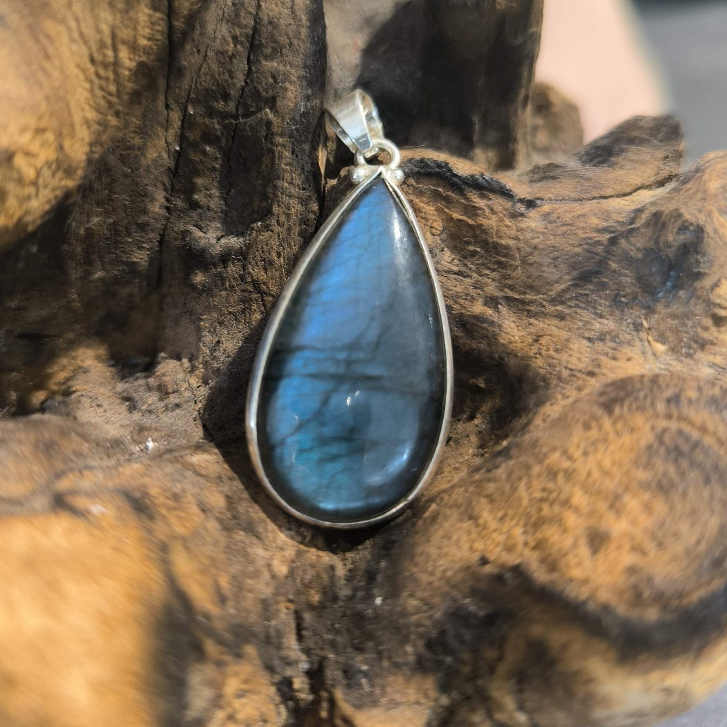 Pendentif Labradorite Monture Acier ref 4228