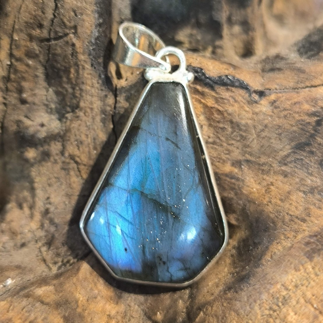 Pendentif Labradorite Monture Acier ref 4228c