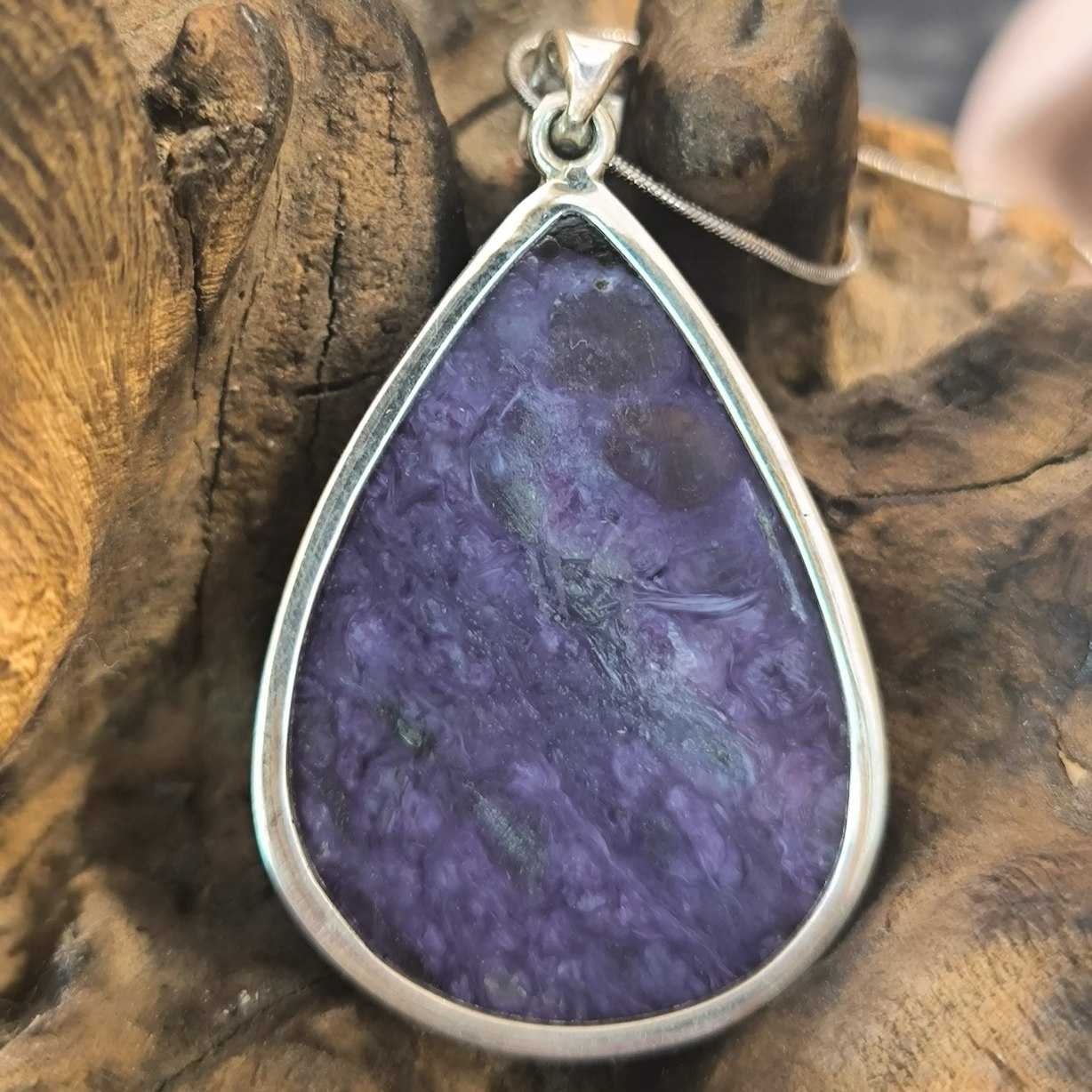Pendentif Charoite de Russie Monture argent réf 5858 – Image 2