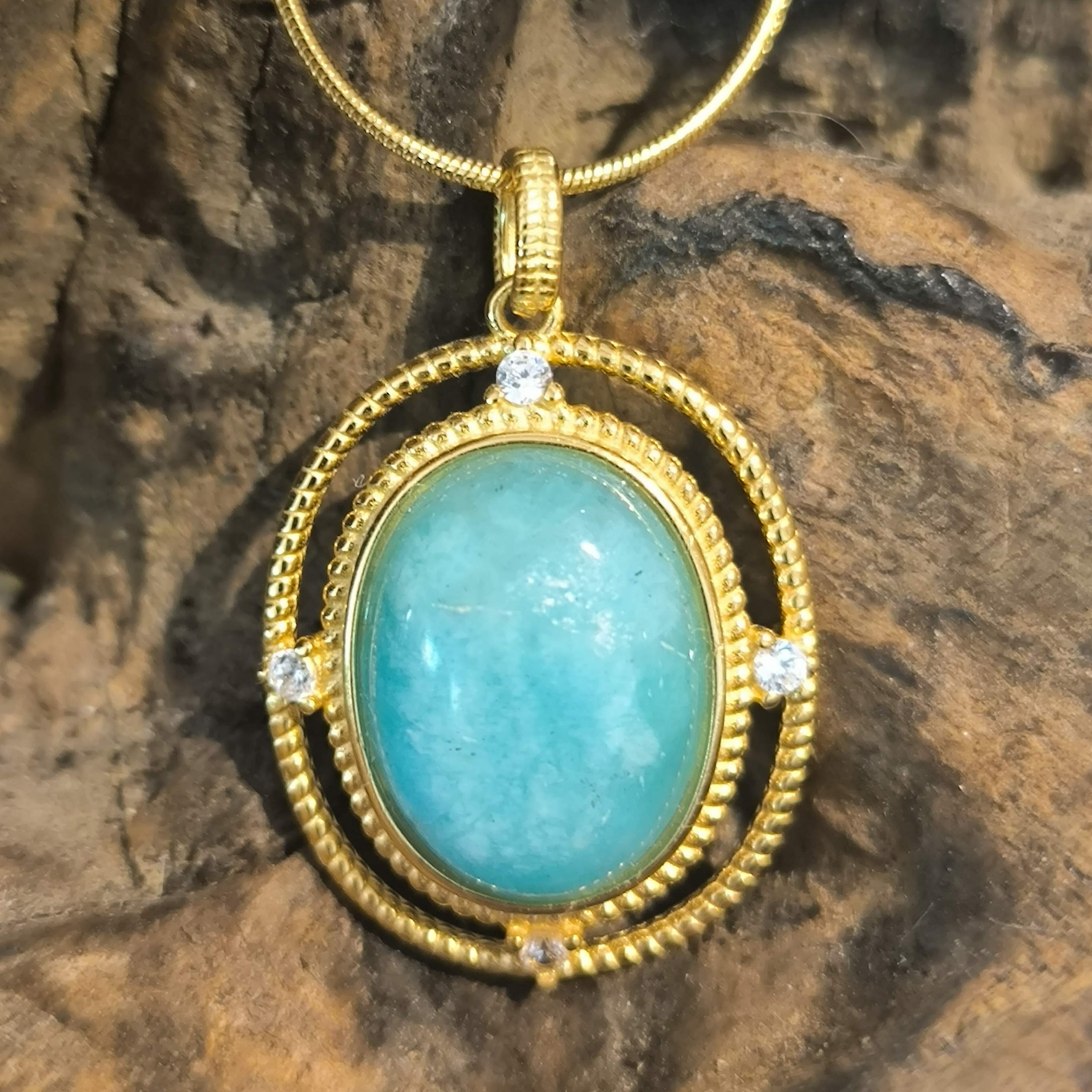 Pendentif Amazonite Monture Vermeil réf 5453